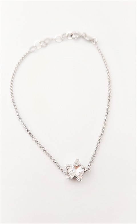 Yıldız Kesim Swarovski Taşlı Gümüş Bileklik